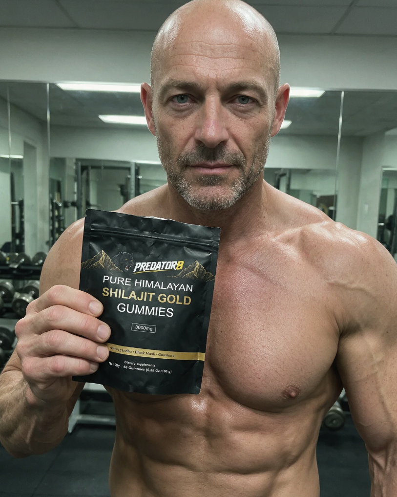 Confident man after one month on PREDATOR8 shilajit gummies